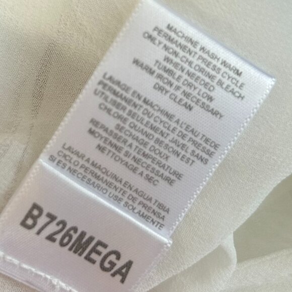 NWT BCBGeneration Colorblock Blouse S Split Sleeve Tie Accent Orange White Gray - Picture 8 of 12